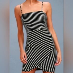 Lulu's Black and White Striped Body-con Mini Dress (M)